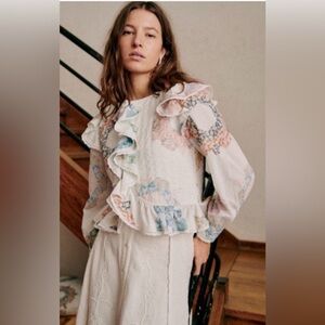 Sézane Axel blouse jacket X SEA NY Patchwork US 4 FR 36